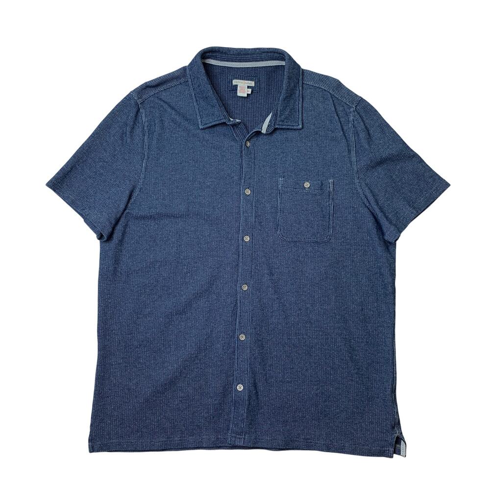 Carbon2Cobalt Shirt Mens XL Extra Large Blue Textured Knit Side Vent Button Up